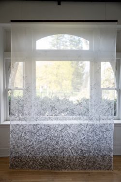 Linocut stamped onto chiffon 1,000 times - 2025